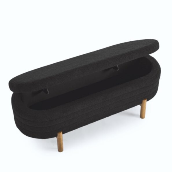Ottoman Oval Storage Bench Rubber Wood Leg_4