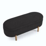 Ottoman Oval Storage Bench Rubber Wood Leg_0