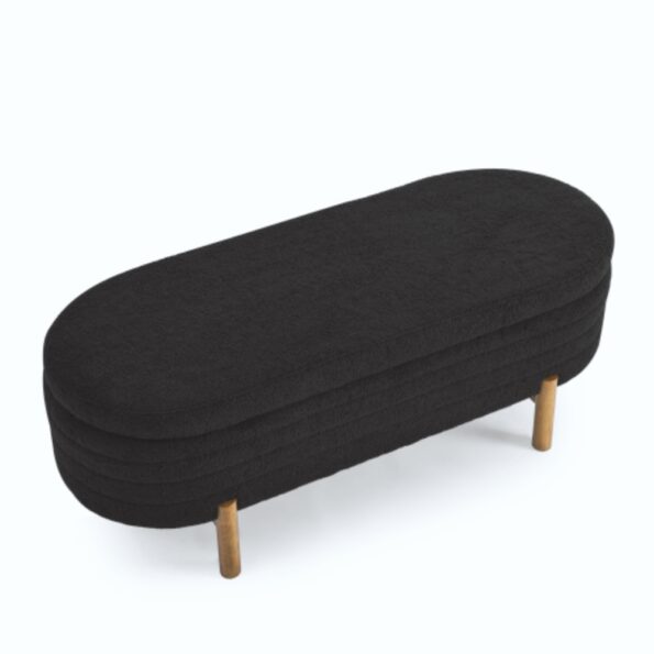 Ottoman Oval Storage Bench Rubber Wood Leg_5