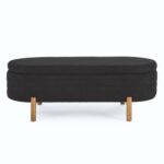 Ottoman Oval Storage Bench Rubber Wood Leg_0