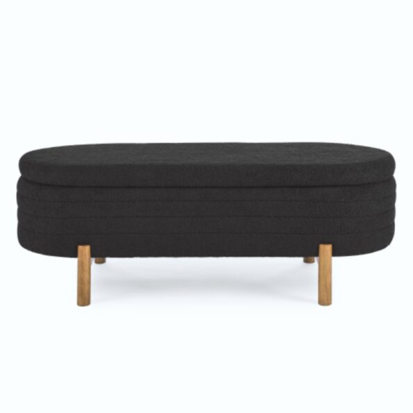 Ottoman Oval Storage Bench Rubber Wood Leg_6