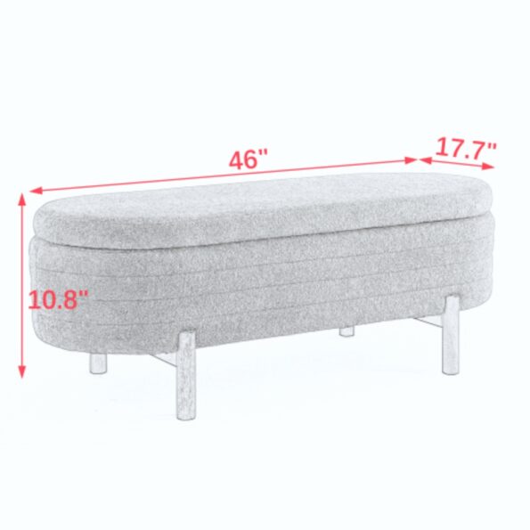 Ottoman Oval Storage Bench Rubber Wood Leg_7