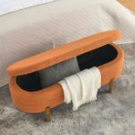 Modern Orange Ottoman Storage Bench Stylish Oval Design_0