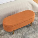 Modern Orange Ottoman Storage Bench Stylish Oval Design_0