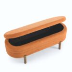 Modern Orange Ottoman Storage Bench Stylish Oval Design_0