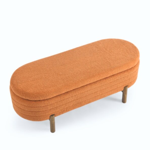 Modern Orange Ottoman Storage Bench Stylish Oval Design_6