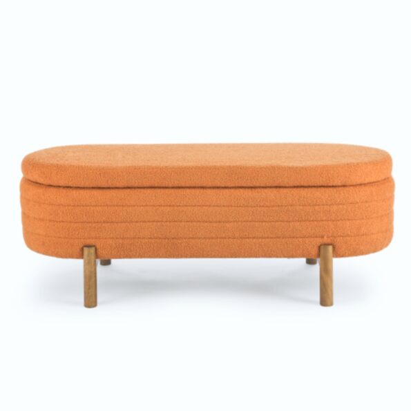 Modern Orange Ottoman Storage Bench Stylish Oval Design_7