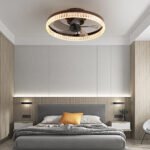 Minimalist LED Chandelier Ceiling Fan – Brown_0