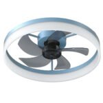 Modern Slim LED Ceiling Fan with Dimmable Lights – Blue_0