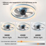 Modern Slim LED Ceiling Fan with Dimmable Lights – Blue_0