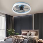 Modern Slim LED Ceiling Fan with Dimmable Lights – Blue_0