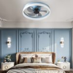 Modern Slim LED Ceiling Fan with Dimmable Lights – Blue_0