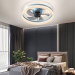Modern Slim LED Ceiling Fan with Dimmable Lights – Blue_0