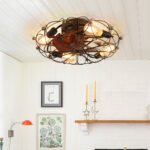 Modern Industrial Low-Profile Ceiling Fan with Lights and Remote Control_0