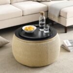 Versatile Round Storage Ottoman 2 in 1 End Table_0