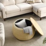 Versatile Round Storage Ottoman 2 in 1 End Table_0