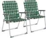 Folding Webbed Oversized Lawn Chairs – 2 Pack Dark Green