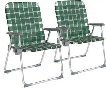 Folding Webbed Oversized Lawn Chairs – 2 Pack Dark Green