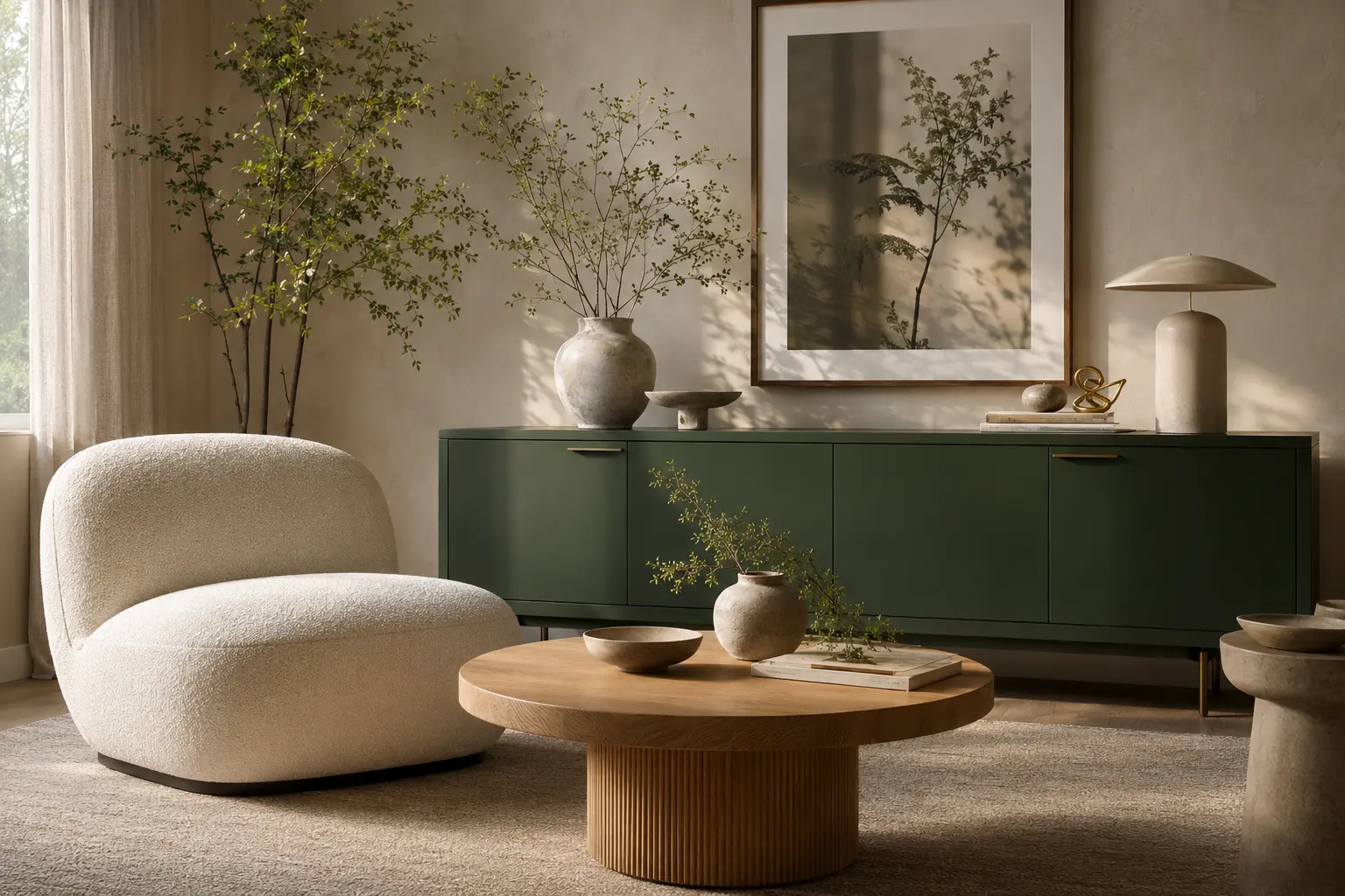 Elegant crafted furniture in a warm modern interior